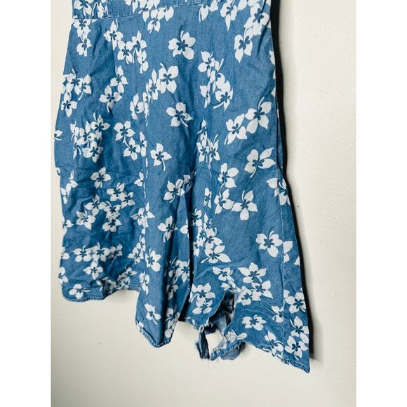 DRAPER JAMES Blue White Floral Sleeveless V-Neckline Love Circle Dress Size 2 - Picture 5 of 10